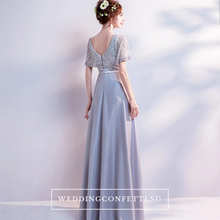 Load image into Gallery viewer, The Silvia Bridal Wedding Grey Short Sleeves Dress - WeddingConfetti