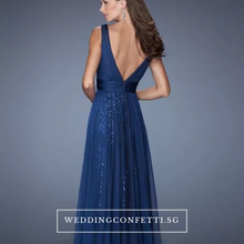 Load image into Gallery viewer, The Melania Blue/Red/Champagne V Neck Sleeveless Sequins Gown - WeddingConfetti