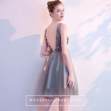 Load image into Gallery viewer, The Sophiare Grey Glittery Sleeveless Cocktail Dress - WeddingConfetti