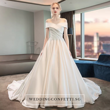 Load image into Gallery viewer, The Catelyn Wedding Bridal Off Shoulder Satin Gown - WeddingConfetti