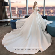 Load image into Gallery viewer, The Catelyn Wedding Bridal Off Shoulder Satin Gown - WeddingConfetti