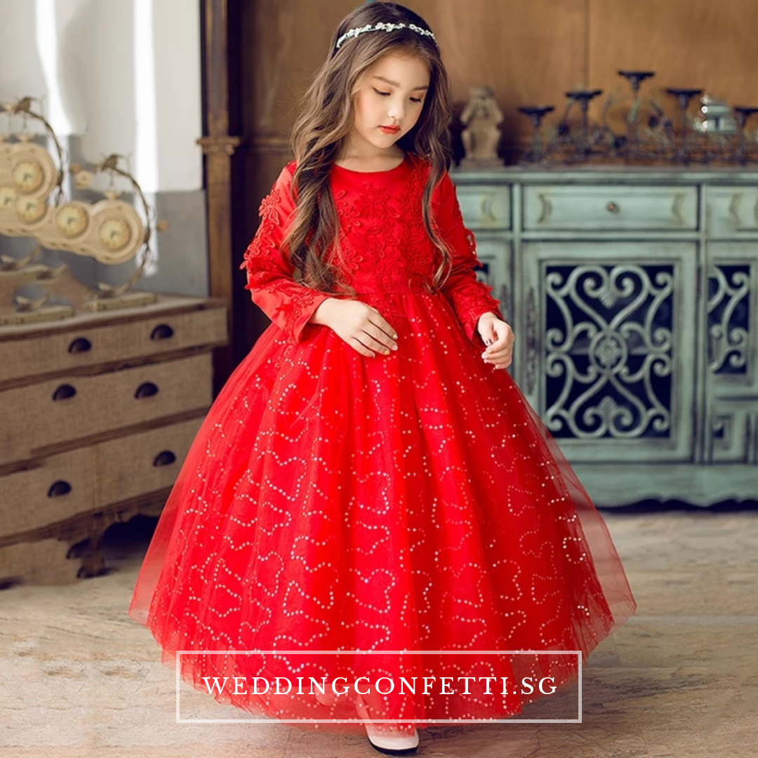 Girls red flower girl on sale dress