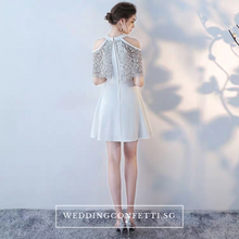 Load image into Gallery viewer, The Lorde Lace Off Shoulder / Halter Black / White Dress - WeddingConfetti