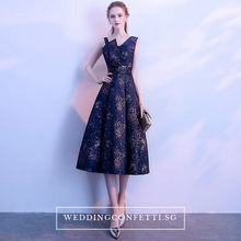 Load image into Gallery viewer, The Reneeta Blue / Green Toga Sleeveless Satin Dress - WeddingConfetti