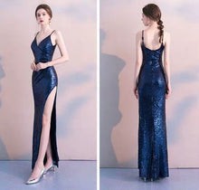 Load image into Gallery viewer, The Soleil Blue/Wine Red/Green Sleeveless Sequined Dress - WeddingConfetti