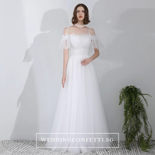 Load image into Gallery viewer, The Courtney Wedding Bridal Bohemian White Off Shoulder Gown - WeddingConfetti