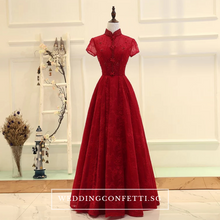 Load image into Gallery viewer, The Jassinta Red Cheongsam Mandarin Collar Short Sleeves Dress - WeddingConfetti