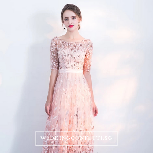 The Vachel Pink / Champagne / Navy Blue Sequined Lace Gown - WeddingConfetti