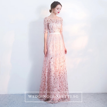 Load image into Gallery viewer, The Vachel Pink / Champagne / Navy Blue Sequined Lace Gown - WeddingConfetti