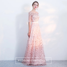 Load image into Gallery viewer, The Vachel Pink / Champagne / Navy Blue Sequined Lace Gown - WeddingConfetti