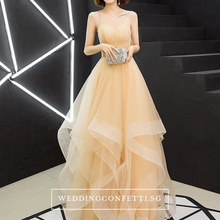 Load image into Gallery viewer, The Vivianna Red / Gold Tulle Sleeveless Gown - WeddingConfetti