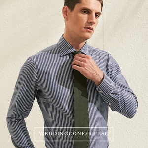 Earle Blue Striped Long Sleeve Shirt - WeddingConfetti