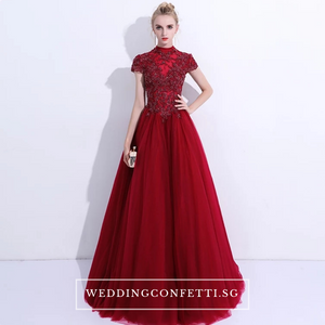 The Ariana Champagne / Blue / Red Tulle Lace Gown (Available in 3 Colours) - WeddingConfetti