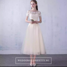 Load image into Gallery viewer, The Lynne Champagne Off Shoulder Gown - WeddingConfetti