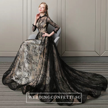 Load image into Gallery viewer, The Rhodella Black Long Sleeves Gown - WeddingConfetti