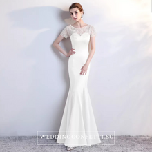 Load image into Gallery viewer, The Lethicia Wedding Bridal Blue / Black / White / Champagne Short Sleeves Gown Dress - WeddingConfetti