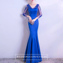 Load image into Gallery viewer, The Lethicia Wedding Bridal Blue / Black / White / Champagne Short Sleeves Gown Dress - WeddingConfetti