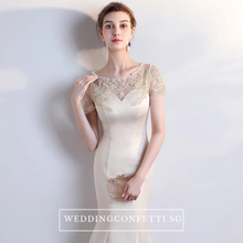 Load image into Gallery viewer, The Lethicia Wedding Bridal Blue / Black / White / Champagne Short Sleeves Gown Dress - WeddingConfetti