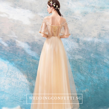 Load image into Gallery viewer, The Windermere Gold Flare Sleeves Gown - WeddingConfetti
