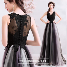 Load image into Gallery viewer, The Cornelia Black Lace Sleeveless Ombre Dress - WeddingConfetti
