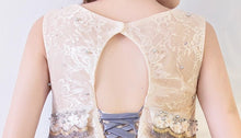 Load image into Gallery viewer, The Rezzane Champagne Blue Lace Long Dress - WeddingConfetti