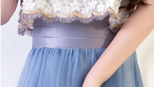 Load image into Gallery viewer, The Rezzane Champagne Blue Lace Long Dress - WeddingConfetti