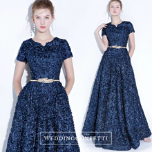 Load image into Gallery viewer, The Rikka Black/Pink/Red/Navy Blue/Gold/Grey Short Sleeve Gown - WeddingConfetti