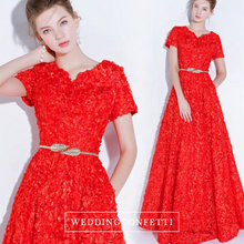 Load image into Gallery viewer, The Rikka Black/Pink/Red/Navy Blue/Gold/Grey Short Sleeve Gown - WeddingConfetti