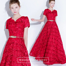 Load image into Gallery viewer, The Rikka Black/Pink/Red/Navy Blue/Gold/Grey Short Sleeve Gown - WeddingConfetti