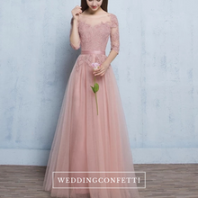 Load image into Gallery viewer, The Rosaelyn Pink lace Sleeves Short Evening Gown - WeddingConfetti