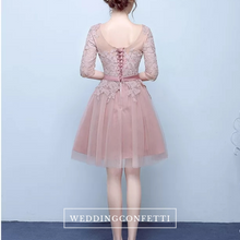 Load image into Gallery viewer, The Rosaelyn Pink lace Sleeves Short Evening Gown - WeddingConfetti