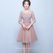 Load image into Gallery viewer, The Rosaelyn Pink lace Sleeves Short Evening Gown - WeddingConfetti