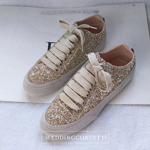 Wedding Bridal Gold / Silver / Black Glitter Sneakers - WeddingConfetti