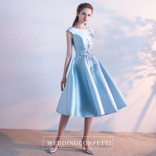 Load image into Gallery viewer, The Orient Blue / Gold Sleeveless Floral Gown - WeddingConfetti