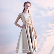 Load image into Gallery viewer, The Orient Blue / Gold Sleeveless Floral Gown - WeddingConfetti