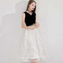 Load image into Gallery viewer, The Ixara Sleeveless White/Black Lace Gown - WeddingConfetti