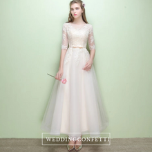 Load image into Gallery viewer, The Leanne Champagne Long Sleeves Lace Tulle Dress - WeddingConfetti