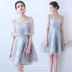 The Ixora Lace Floral Grey / Black Dress (Available in 2 colours) - WeddingConfetti