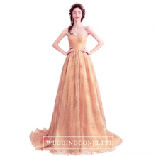 Load image into Gallery viewer, The Marlowe Champagne Tube Gown - WeddingConfetti