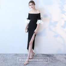 Load image into Gallery viewer, The Fayth Cocktail Black Trumpet Sleeves Dress - WeddingConfetti