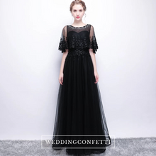 Load image into Gallery viewer, The Cecily Lace Black Illusion Sleeves Gown - WeddingConfetti