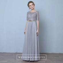 Load image into Gallery viewer, The Myra White / Red / Grey / Black / Champagne Long Sleeves Lace Evening Gown - WeddingConfetti