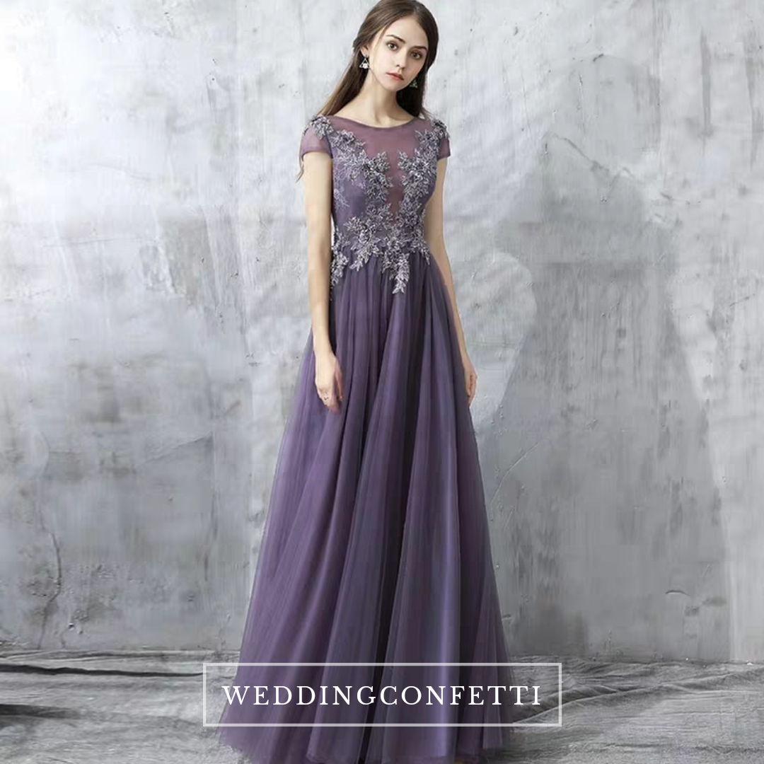 Purple lace bridesmaid best sale dresses
