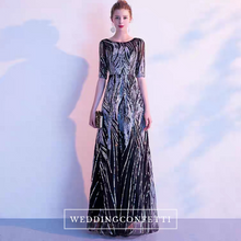 Load image into Gallery viewer, The Ariel Black Long Sleeves Gown - WeddingConfetti