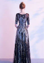 Load image into Gallery viewer, The Ariel Black Long Sleeves Gown - WeddingConfetti