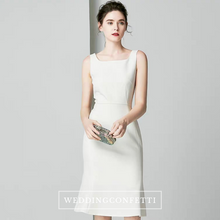 Load image into Gallery viewer, The Kalli Sleeveless White Short Midi Dress - WeddingConfetti