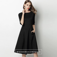 Load image into Gallery viewer, The Karen Black / Red Mid Sleeves Short Dress - WeddingConfetti