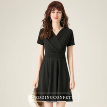 Load image into Gallery viewer, The Vanesse Black Short Sleeves Dress - WeddingConfetti