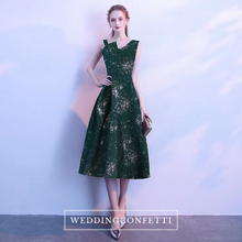 Load image into Gallery viewer, The Reneeta Blue / Green Toga Sleeveless Satin Dress - WeddingConfetti