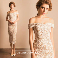 Load image into Gallery viewer, The Houston White Mermaid Off Shoulder Gown - WeddingConfetti